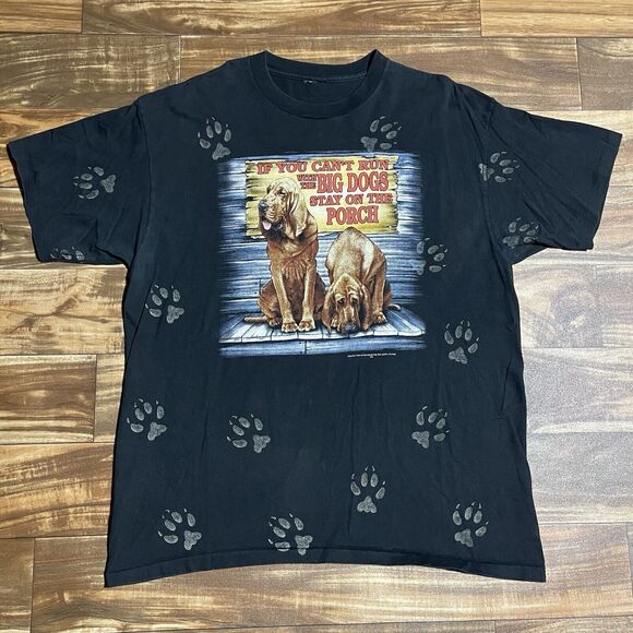 Vintage 1990s If You Cant Run With The Big Dogs Stay On The Porch Shirt Mens XL - Picture 1 of 12